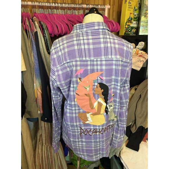 Disney Our Universe Pocahontas Women's Cotton Multicolor Plaid Shirt. Sz M - Picture 10 of 12